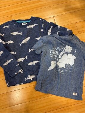 LIKE NEW! BUNDLE! 2! old Navy Kids Toddler Cotton Tee + Sweatshirt Sz S (6/7)